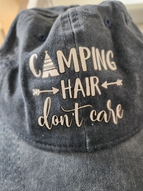 Camping Hair Don't Care Denim Baseball Cap - Blue - Picture 4 of 4
